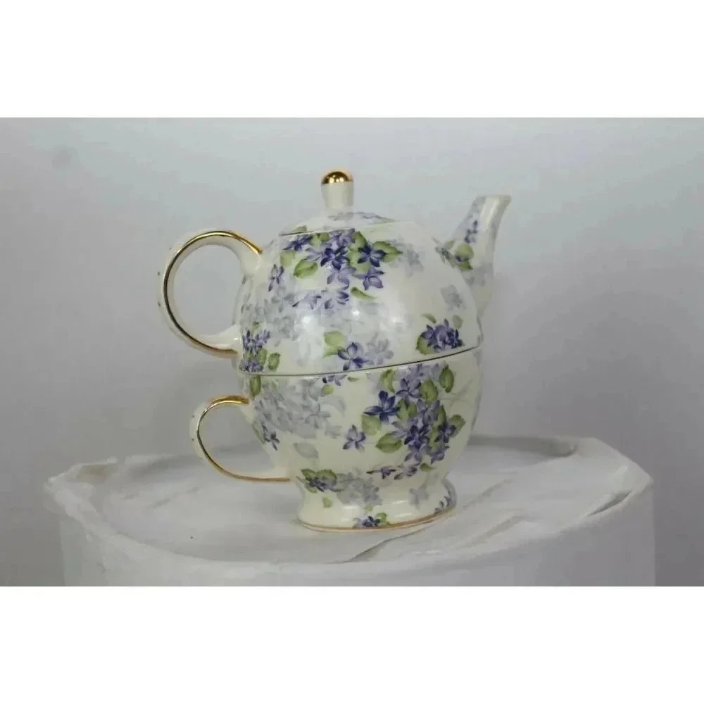 EC NICE PEPPERTREE TEA WARE TEA CUP AND TEAPOT SET FOR 1